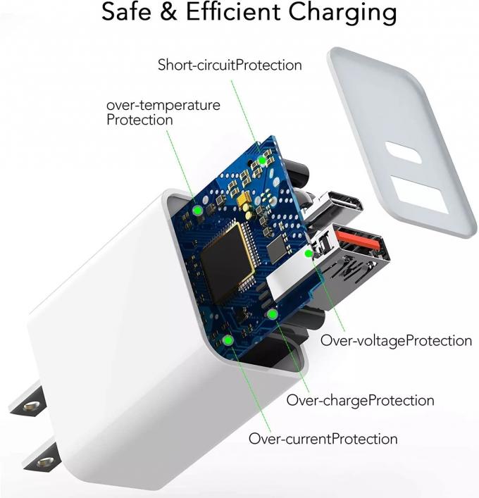 18w Type C PD Charger 5V 9V 12V Dual USB Wall Power Adapter 0