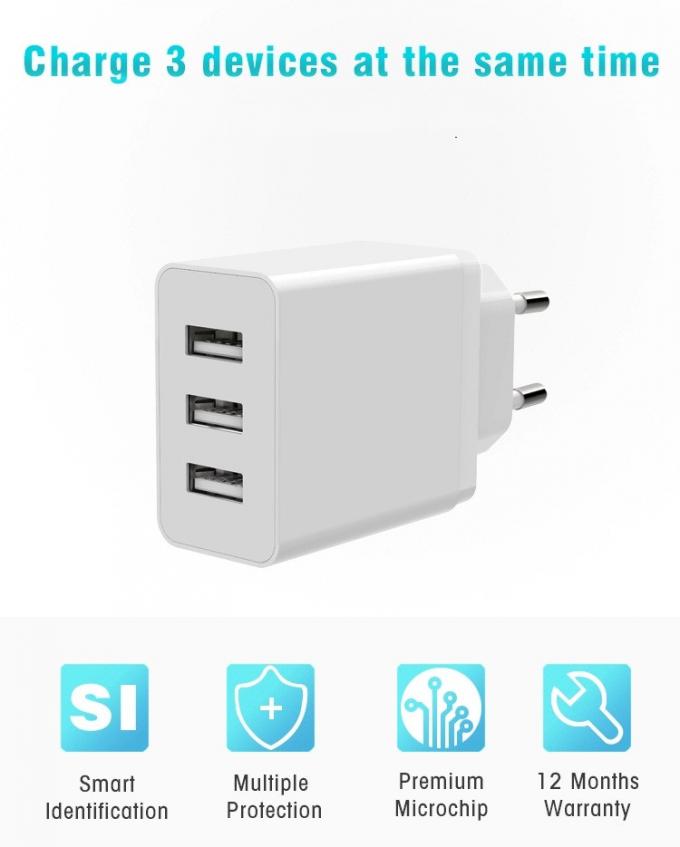 3.1A USB Wall charger Eurpean Adapter multi-port plug adapter 3USB  travel charger  wall charger for mobile 1