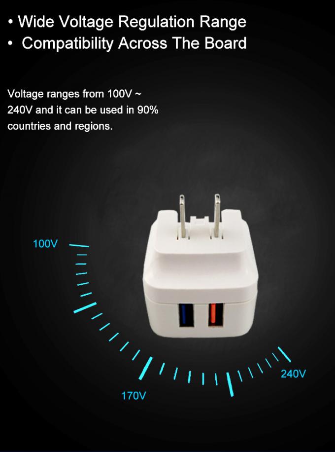 2 Port Fordable Wall Mount Charger Usb Wall Charger Universal Adapter Changable Plug Eu/Us/Aus/Uk 5v2.1a 1