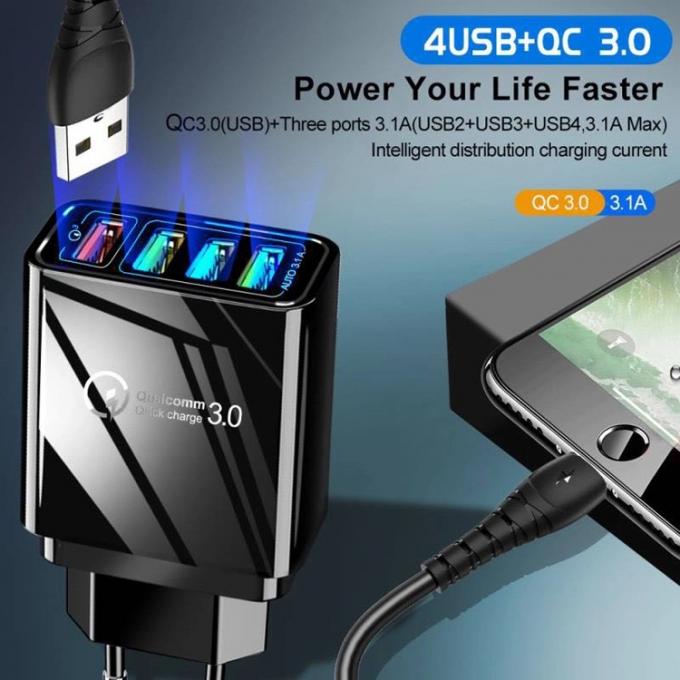 Multi Port Travel 18w Fast Charger Lightweight Qualcommn 3.0 4 Ports USB Charger 2