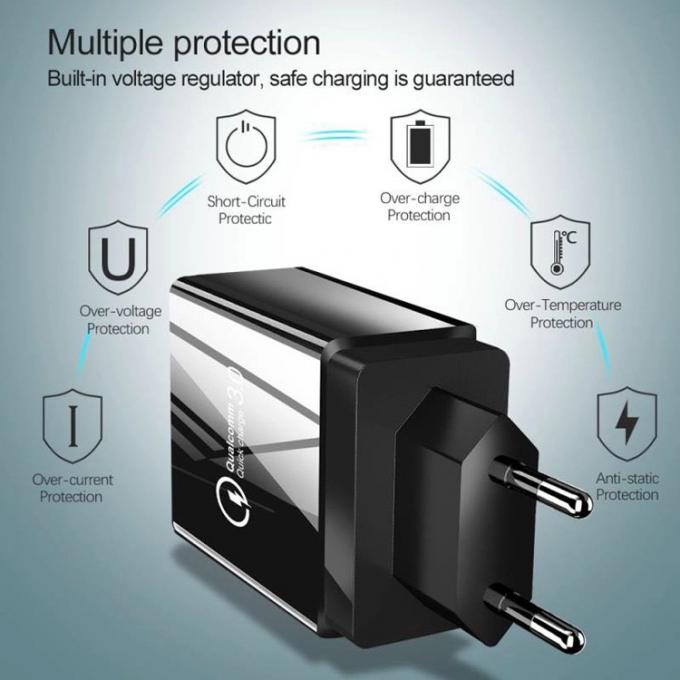 Multi Port Travel 18w Fast Charger Lightweight Qualcommn 3.0 4 Ports USB Charger 3