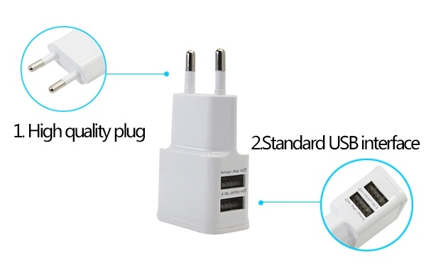 Fast charging wall adapter for Samsung phone wall charger dual USB AC adapter 2A iphone charger 0