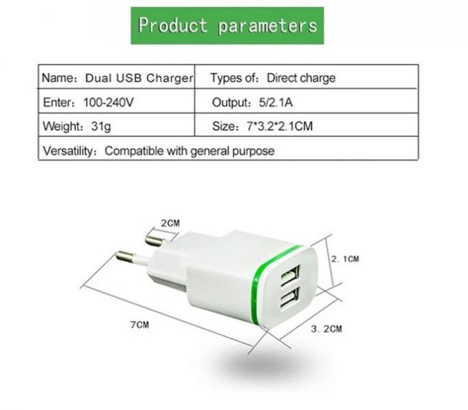 Usb 3.0 Quick Charge Dual Usb Wall Charger Power Adapter Fast Charging  With Led Light 10w Mobile Phone 1