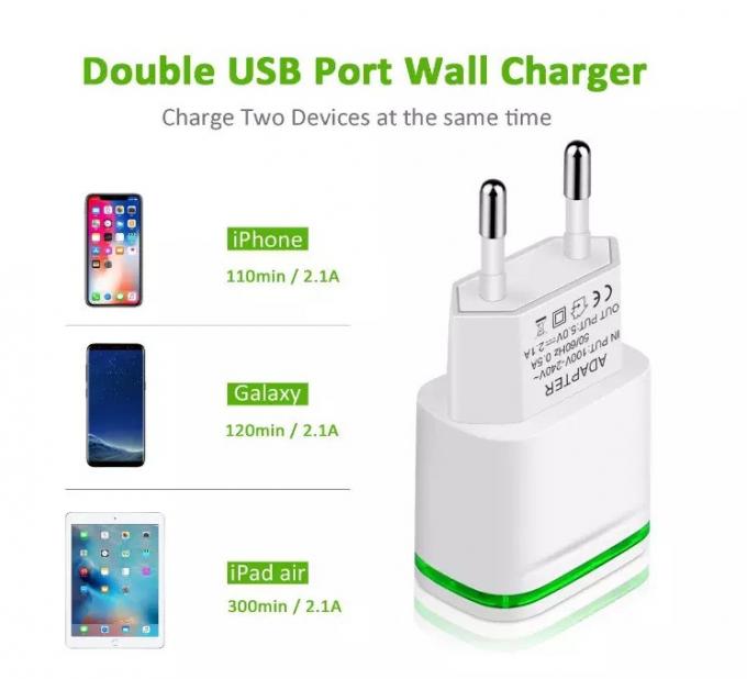 Usb 3.0 Quick Charge Dual Usb Wall Charger Power Adapter Fast Charging  With Led Light 10w Mobile Phone 2