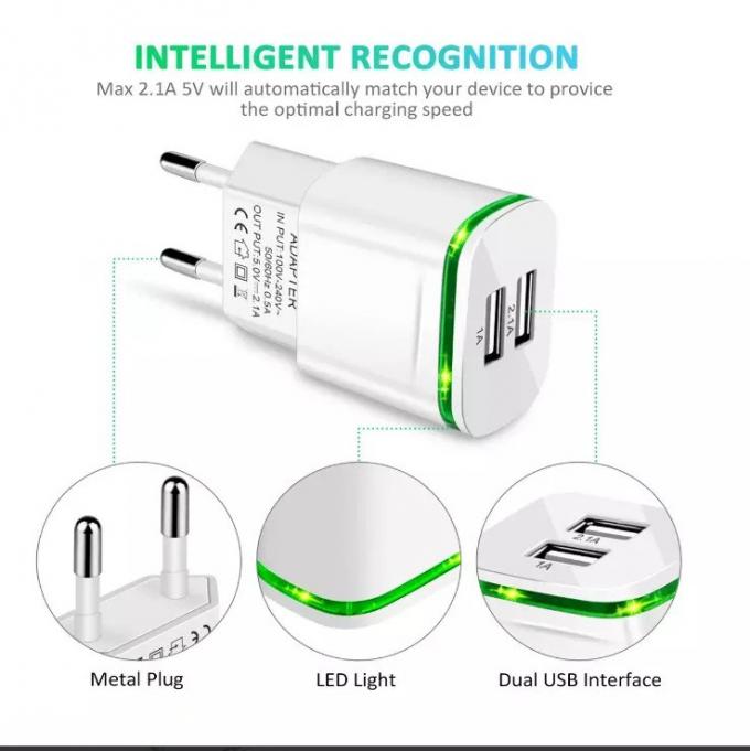 Usb 3.0 Quick Charge Dual Usb Wall Charger Power Adapter Fast Charging  With Led Light 10w Mobile Phone 6