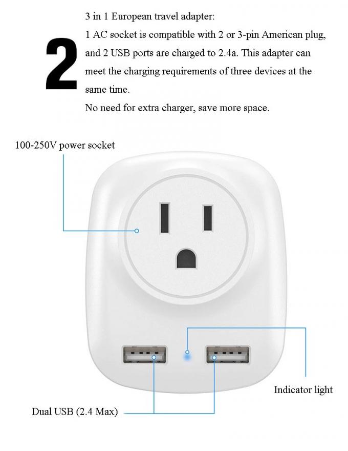5V2.4A Quick Charge Adapter 12W USB Wall Charger 3 In 1 Travel Adapter 0
