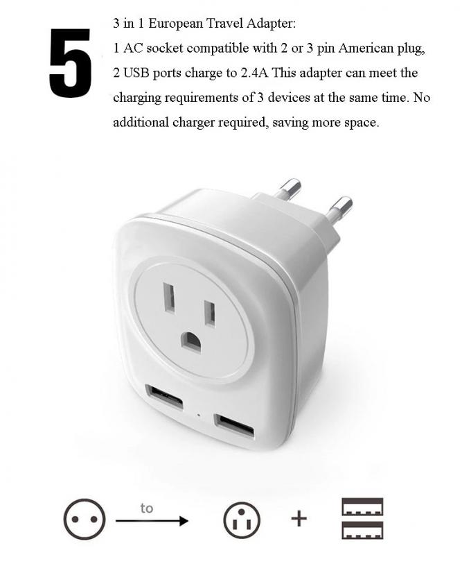 5V2.4A Quick Charge Adapter 12W USB Wall Charger 3 In 1 Travel Adapter 3