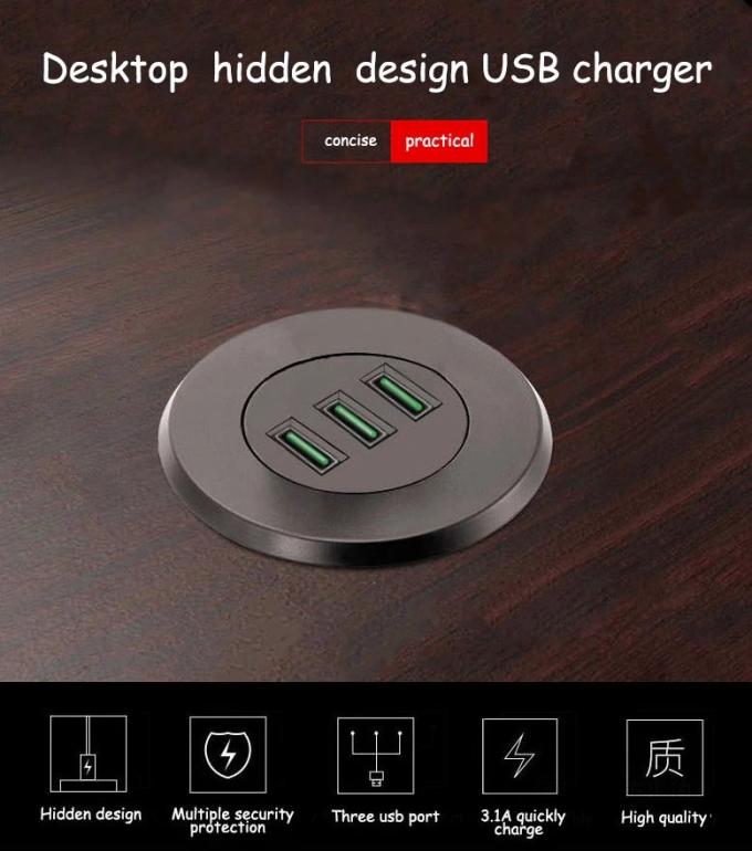 Office Desktop Usb Charger Station Hidden 3 Ports Fast Charging Ac Adapter Usb 3.0 Usb Wall Charger Adapter 4