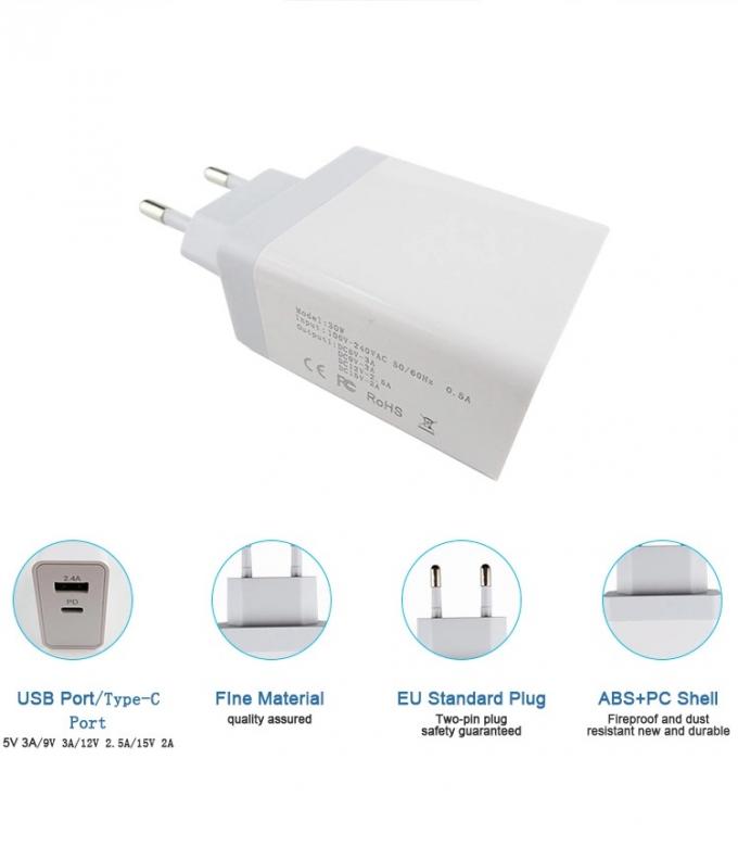 30W USB C Wall Charger Dual Port QC 3.0 5V 2.4A Universal Power Adapter 1
