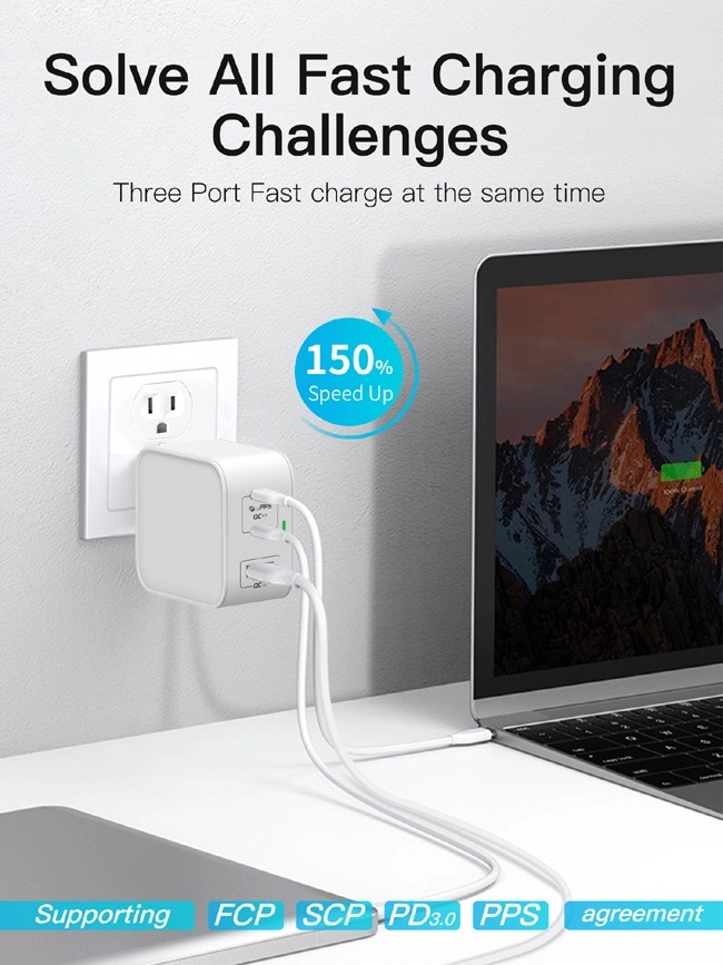 Chargeur GaN 240W USB-C TIAFU PD3.1 - Adaptateur 48V 5A Pour Ordinateurs Portables Gaming, MacBook, Téléphones