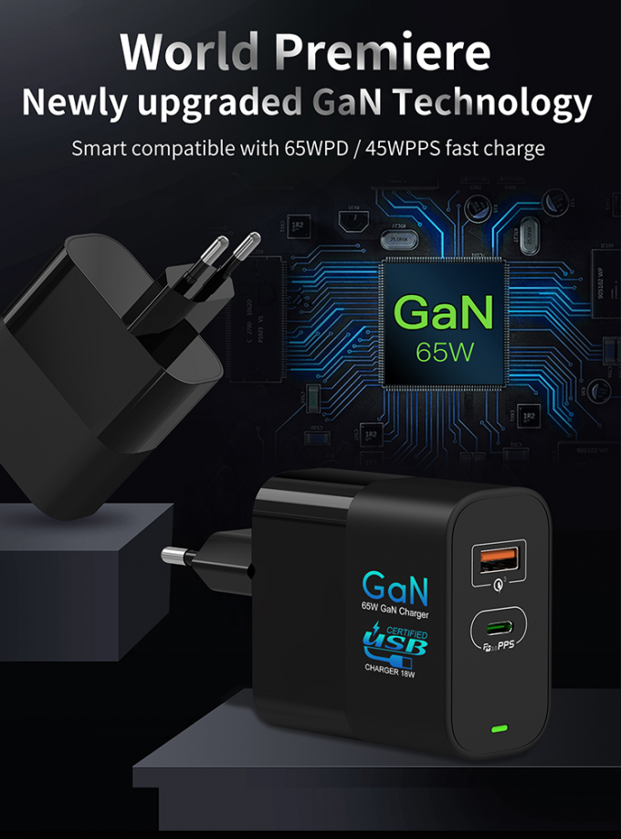 65w USB C Wall Charger Multiports Pocket Sized PD Gan Charger Laptops Power Adapter 0