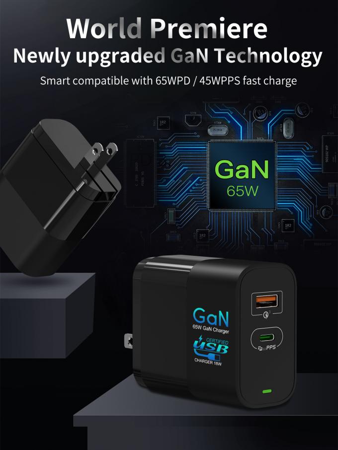 65w Gan Fast Wall Charger USB C PD Charger With International Plugs 0