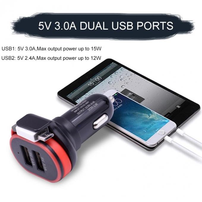 USB Fast Car Phone Charger 5V 3A Dual Port 15w Iphone Car Charger Adapter 1