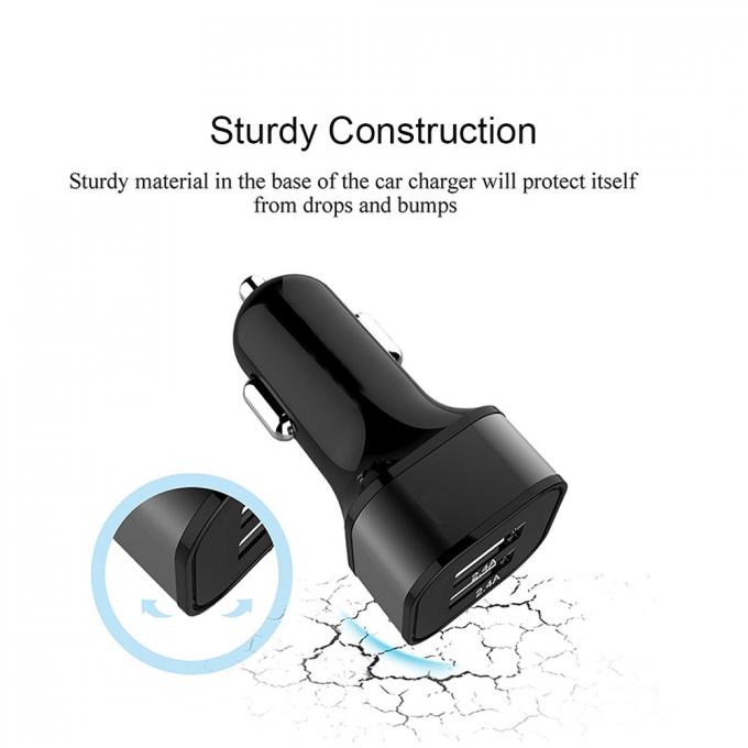 Dual Port USB Car Charger 5V 2.4A Aluminum Alloy Fast Charging Phone Charger 2