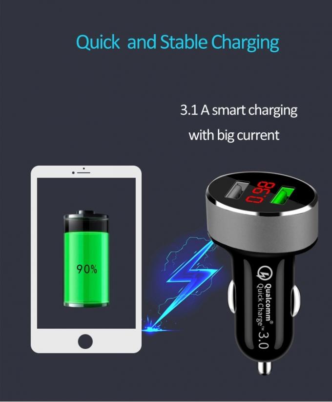 ODM Dual USB Fast Car Phone Charger 30W High Speed DC To DC Car Charger With LED Display 6