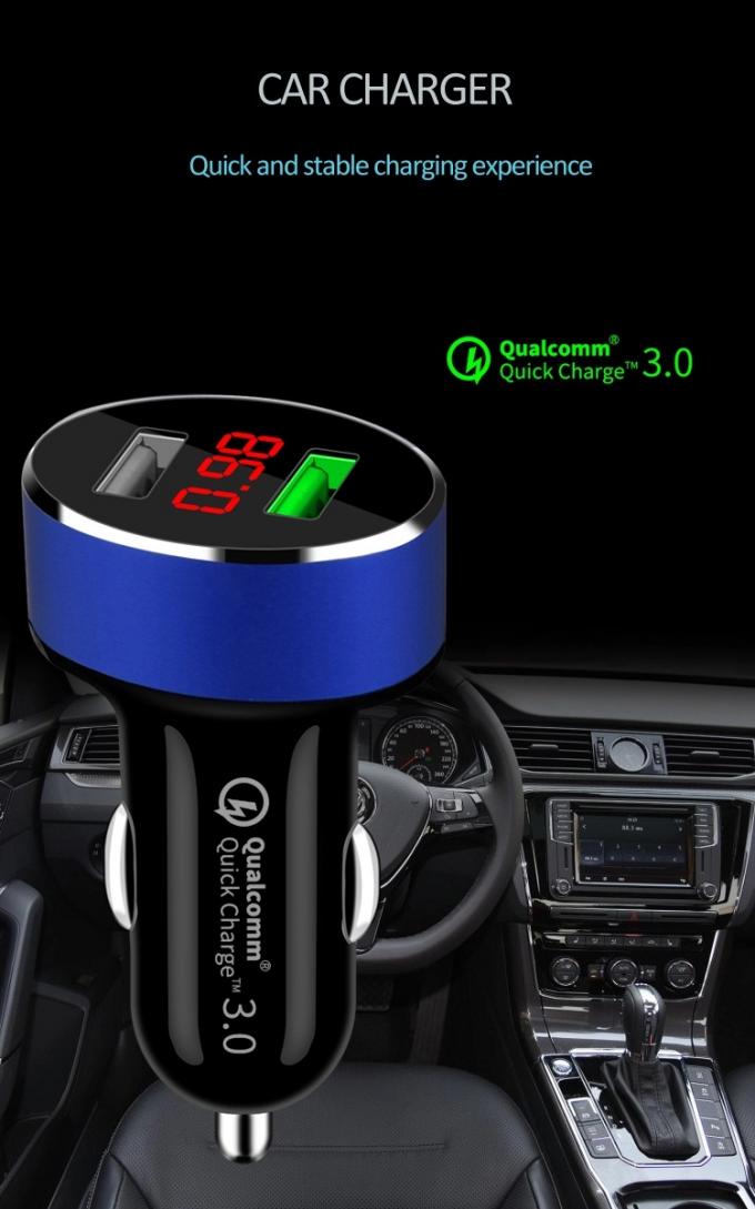 ODM Dual USB Fast Car Phone Charger 30W High Speed DC To DC Car Charger With LED Display 8