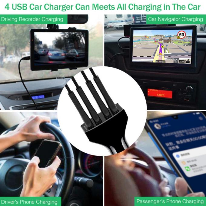 QC 3.0 Fast Car Phone Charger , 30W Multi USB Port Car Charger 2