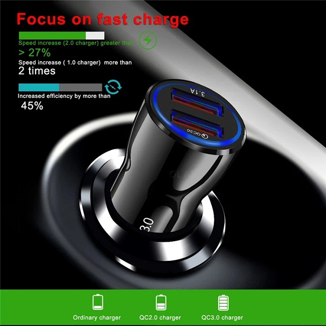 4x Fast Car Phone Charger Adapter 24W 30W USB A 5V 2.4A 2