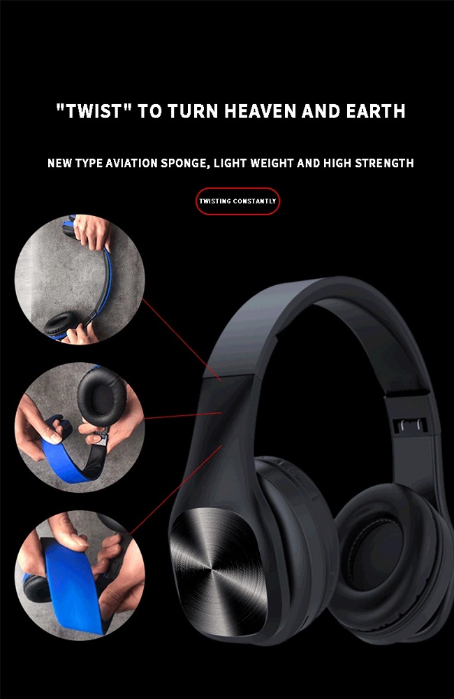 Foldable Bluetooth Wireless Headset , 300mAh 10hrs Super Bass Headphones 0