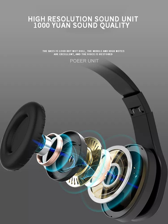 Foldable Bluetooth Wireless Headset , 300mAh 10hrs Super Bass Headphones 2