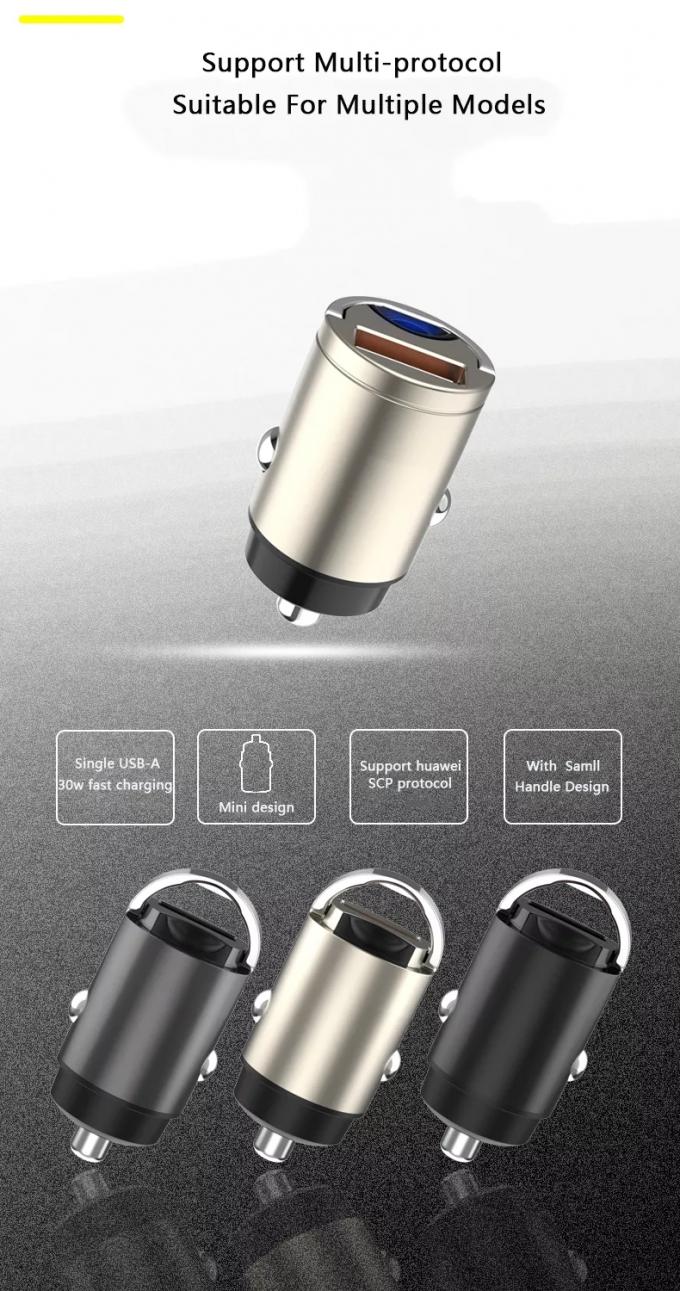 30W Super Fast Electric Car Charger Metal Alloy USB For Cell Phone 4