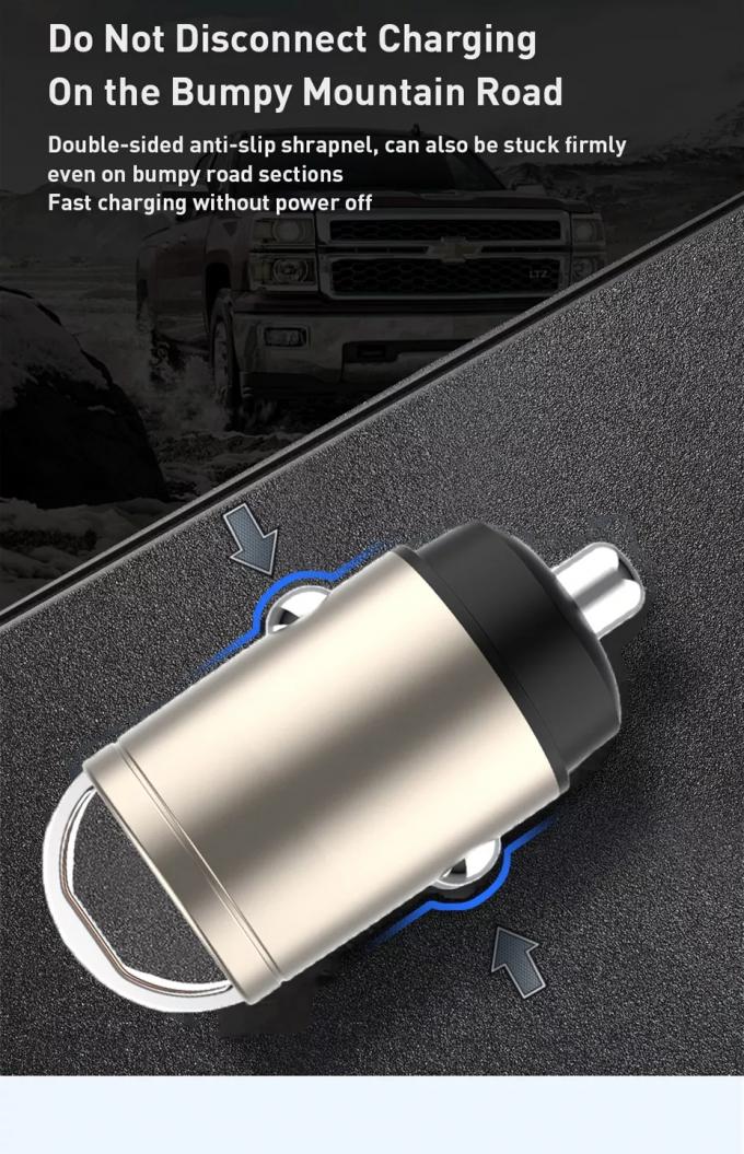 30W Super Fast Electric Car Charger Metal Alloy USB For Cell Phone 5
