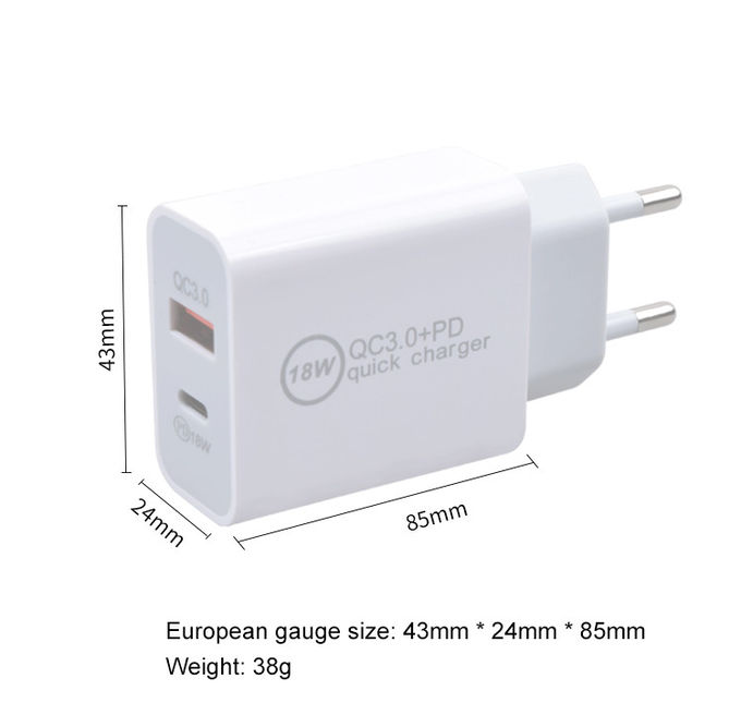 Qualcomm 3.0 Quick Charge 2 Port 18W USB C Wall Charger 0