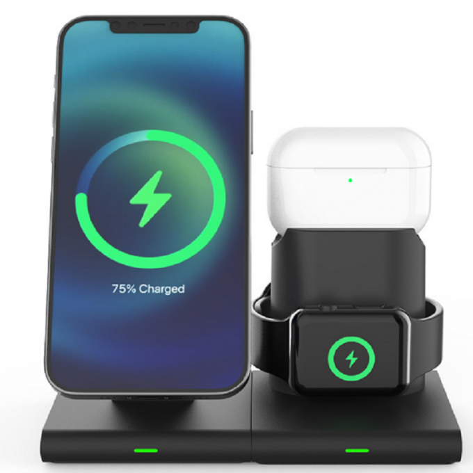 Magnetic 3 In 1 15W 2.5W Qi Wireless Charging Pad 2
