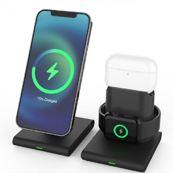 Magnetic 3 In 1 15W 2.5W Qi Wireless Charging Pad 4