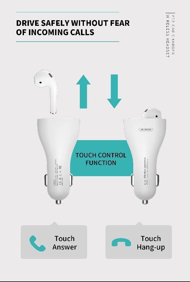 5V 2.4A Fast Car Phone Charger Adapter With Earphone 4