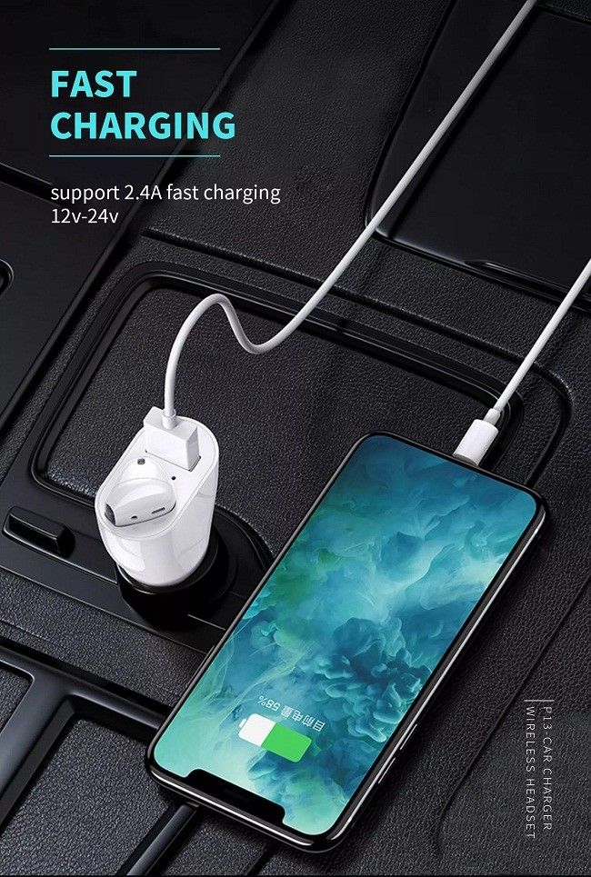5V 2.4A Fast Car Phone Charger Adapter With Earphone 2