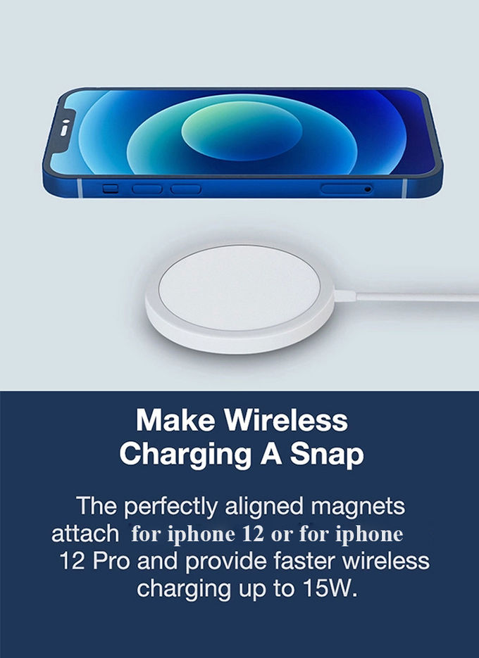 15w USB Type C Wireless Charger , Fast Charging Wireless Charger For Phone 12 Series 2