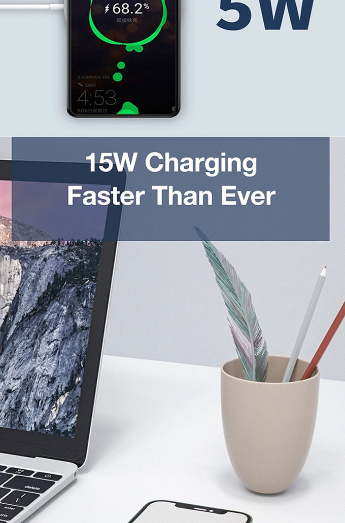 15w USB Type C Wireless Charger , Fast Charging Wireless Charger For Phone 12 Series 7
