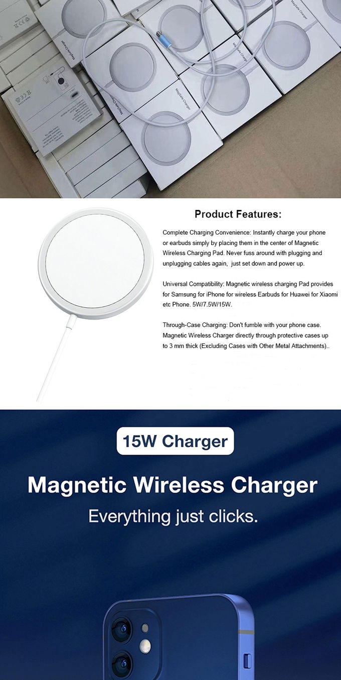 15w USB Type C Wireless Charger , Fast Charging Wireless Charger For Phone 12 Series 3
