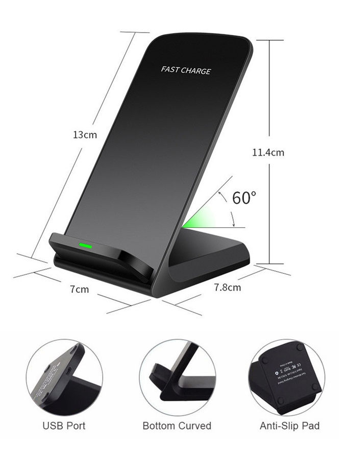 7.5W Vertical QI Wireless Charging Station Fast Charging Wireless Charging Stand 3