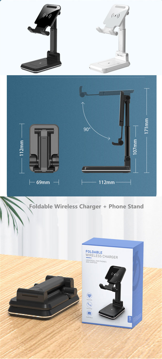 Dual Coil Wireless Charging Station 10W Foldable Portable Phone Holder 2