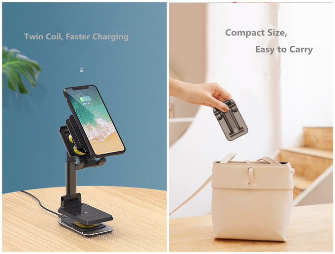 Dual Coil Wireless Charging Station 10W Foldable Portable Phone Holder 3