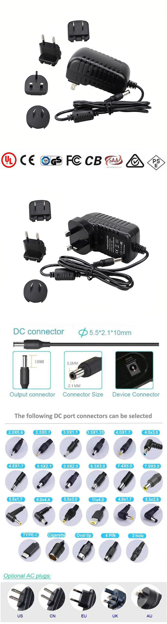 9V 1A AC Switching Adapter Interchangeable Plug Adapter 2 Years Warranty 0