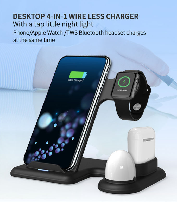 4 In 1 9V 5V 2A Qi Wireless Charge Dock With LED Night Light 0