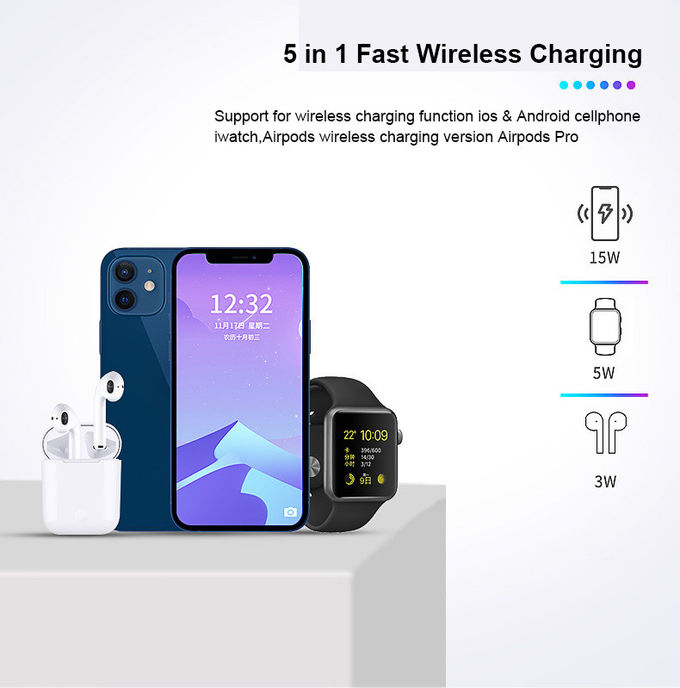 Magnetic 5 In 1 15W Qi Wireless Charging Stand 5