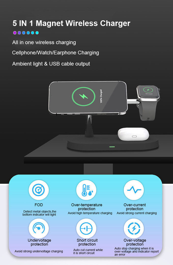 Magnetic 5 In 1 15W Qi Wireless Charging Stand 1
