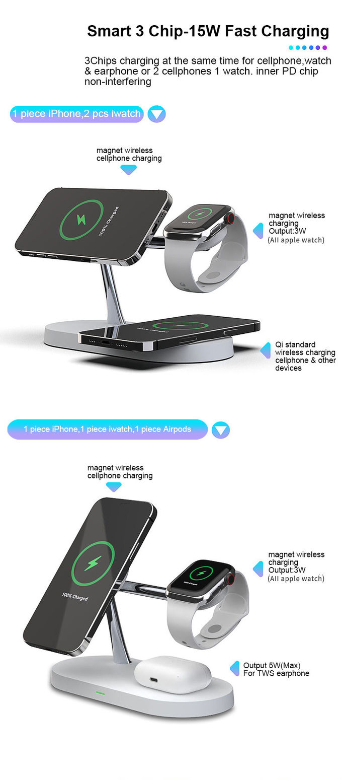 Magnetic 5 In 1 15W Qi Wireless Charging Stand 0