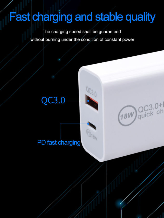 Qualcomm 3.0 Quick Charge 2 Port 18W USB C Wall Charger 2