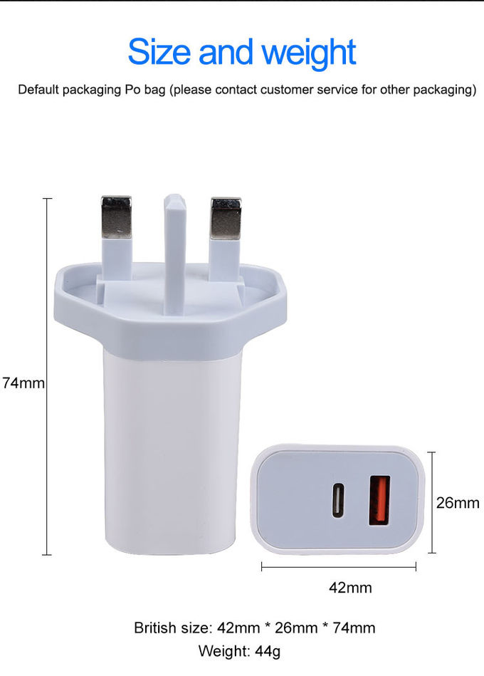 UK Quick Charge 3.0 USB A USB C 20W PD Wall Charger 5